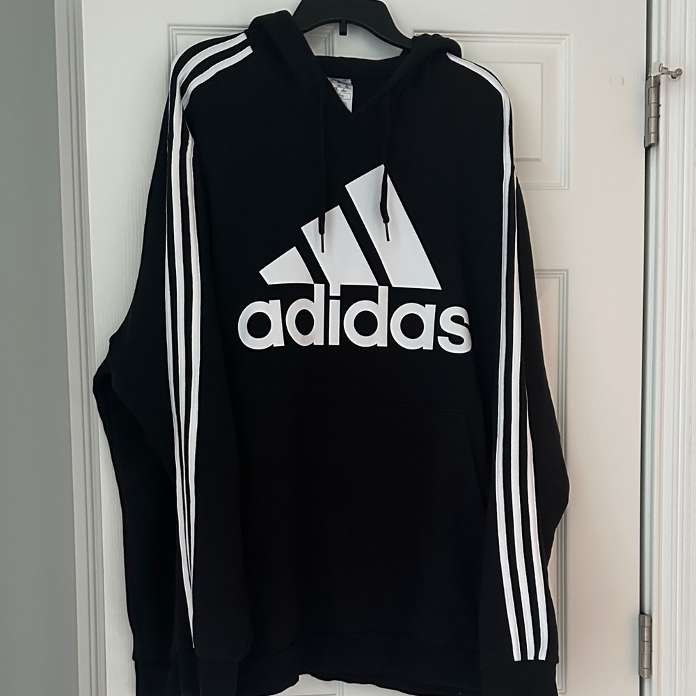 Adidas Black Hoodie with Bold White Logo big and tall size 4XL